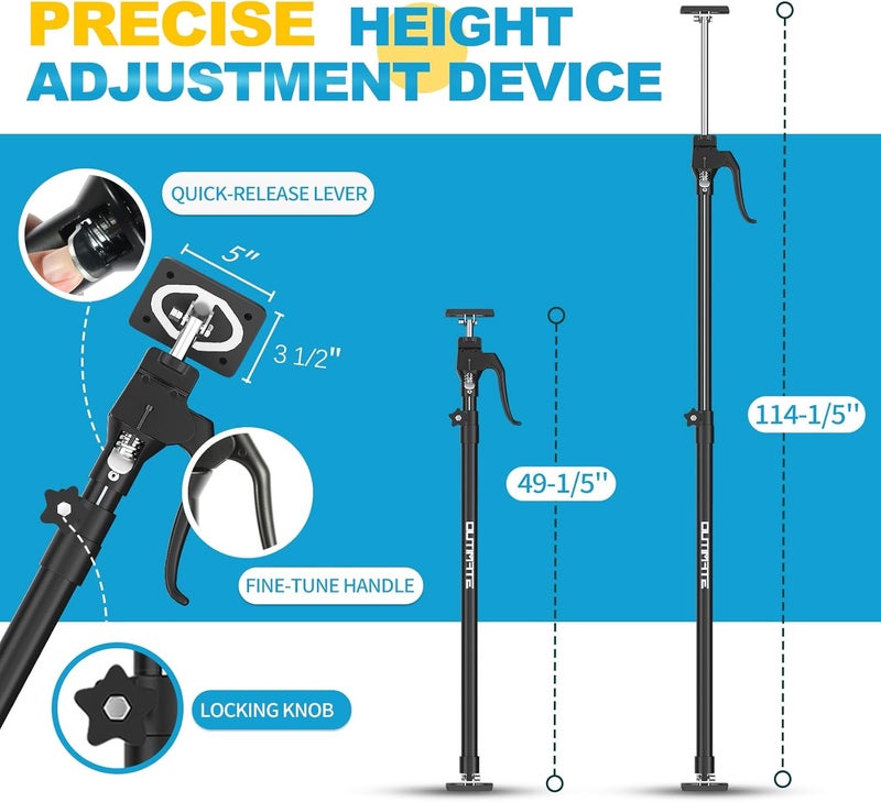 OUTIMATE Third Hand Support Pole Heavy Duty, Cabinet Jacks for Installing Cabinets with 154 LBS Capacity and Expand from 49-1/5 to 114-1/5 in, 1-PC - Image 2